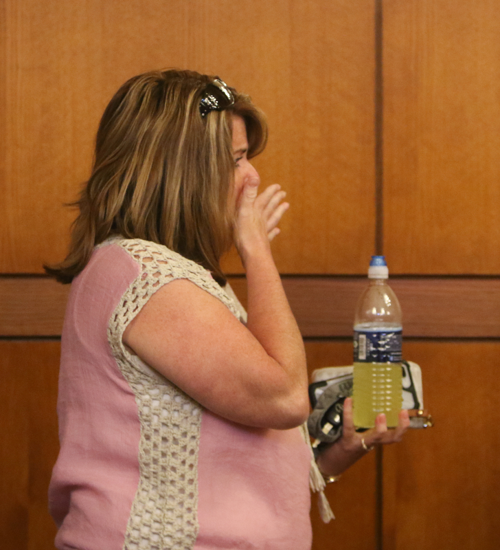  ROBERT K.YOSAY  | THE VINDICATOR..The Infantes Michelle Sudzina step daughter  sobbed as they led him out of the courtroom.. The jury in the Ralph Infante corruption trial have found the former Niles mayor guilty of 22 of the 32 charges he faced, including the most serious charge, engaging in a pattern of corrupt activity...Infante, 62, did not appear to show any reaction to the verdicts. Sentencing is set for 10 a.m. Friday.....-30-