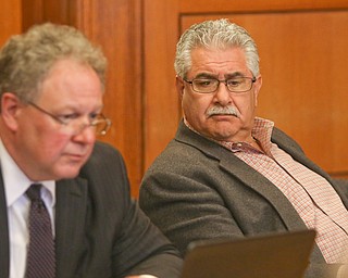  ROBERT K.YOSAY  | THE VINDICATOR.. Ralph Infante.... and his lawyer John Yuhasz  as  the judge.. read his verdict ..The jury in the Ralph Infante corruption trial have found the former Niles mayor guilty of 22 of the 32 charges he faced, including the most serious charge, engaging in a pattern of corrupt activity...Infante, 62, did not appear to show any reaction to the verdicts. Sentencing is set for 10 a.m. Friday.....-30-