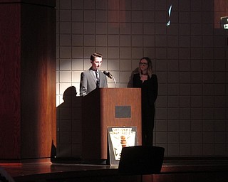 Neighbors | Zack Shively.The NHS ceremony celebrated students for excellence in the classroom and assistance in the community. Pictured, keynote speaker Logan Gabbert spoke to the families and students.