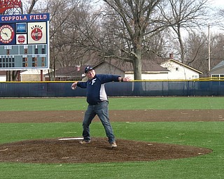 Neighbors | Zack Shively.Wally Ford, a former Fitch baseball coach from the years 1999-2016 and former player under coach Richard Coppola, praised both Coppola and the new baseball complex. Pictured, Ford threw a heater before the first game at the new baseball field.