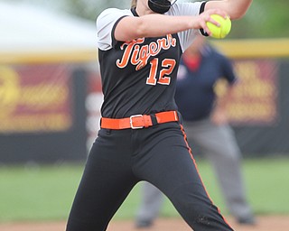 Jacqueline Kish (12) of Springfield steps into a pitch during Monday evenings semi-finals matchup against Girard at South Range High School.  Dustin Livesay  |  The Vindicator  5/14/18  South Range High School, Canfield.