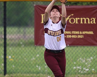 Marlaina Slabach (00) of South Range catches a pop up during Monday afternoons matchup against Waterloo. Dustin Livesay  |  The Vindicator  5/14/18  Canfield