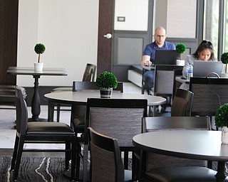    ROBERT K YOSAY  | THE VINDICATOR..The Lobby Area... of the new Double Tree...Double Tree in Youngstown opened its restaurant and Hotel today Wed. in the former Stambaugh Building.  The building  has been restored to its original marble and granite and then some....-30-