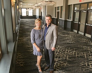    ROBERT K YOSAY  | THE VINDICATOR..dominic and jackie marchionda.. on the 12th floor ballroom...Double Tree in Youngstown opened its restaurant and Hotel today Wed. in the former Stambaugh Building.  The building  has been restored to its original marble and granite and then some....-30-