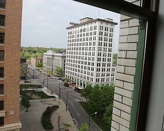    ROBERT K YOSAY  | THE VINDICATOR..looking south from the hotel..Double Tree in Youngstown opened its restaurant and Hotel today Wed. in the former Stambaugh Building.  The building  has been restored to its original marble and granite and then some....-30-