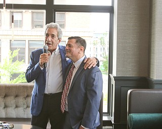    ROBERT K YOSAY  | THE VINDICATOR..George Pantelidis (pan brothers associates)-and David Rizzuto Director of management for ( Pan Brothers Associates.Double Tree in Youngstown opened its restaurant and Hotel today Wed. in the former Stambaugh Building.  The building  has been restored to its original marble and granite and then some....-30-