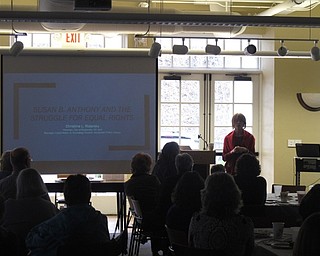 Neighbors | Zack Shively.Christine Ridarsky presented on a book she coedited. the book, "Susan B. Anthony and the Struggle For Equal Rights," features seven essays on Anthony and the suffrage movement. Ridarsky, a Springfield graduate, now works in Rochester as a historian works with the library and the Susan B. Anthony House.