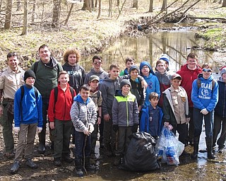 Neighbors | Zack Shively.In addition to scouting units, two businesses and four families helped with the Earth Day Clean Up. The program spanned 29 locations this year, such as Hitchcock Woods. Pictured, Poland's Cub Scout Pack and Boy Scout Troop 9002 cleaned up the woods. They are Jason Vuksanovich, Joel David Roberts, Alex Mamonos, Gabe Deering, Noah Deering, Aston Williams, Evan Brockway, Will Bacho, Ralph Mould, Philip Centofante, Joey Wrenn, Pat Kelley, David Vuksanovich, Colin McDonald, Braxton Jones, Will Blumel, Connor Blumel, Nicholas DiTommaso, Caden Osman with leader Anthony DiTommaso.