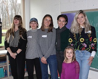 Neighbors | Abby Slanker.A film crew including, from left, Juliet Perry, Aimee Hoffman, Anna Sergeeva, Kelly Teacher and Victoria Ramm visited with a C.H. Campbell Elementary School first-grade student during the filming of Sergeeva’s film project “If I Were the President” on April 16.