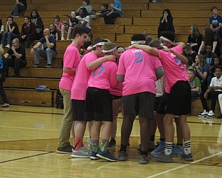 Neighbors | Zack Shively.Each of the championship games at Glenwood Junior High School's dodgeball tournament was a best of three series with a five minute timer. The dodgeball games ended the school day for the students. Pictured, the Pink Flamingos celebrated their victory over the teachers.