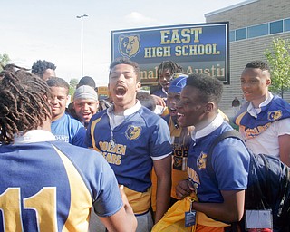William D. Lewis the Vindicator  East HS rugby team celebrates after winning State Championship 5-20-18.