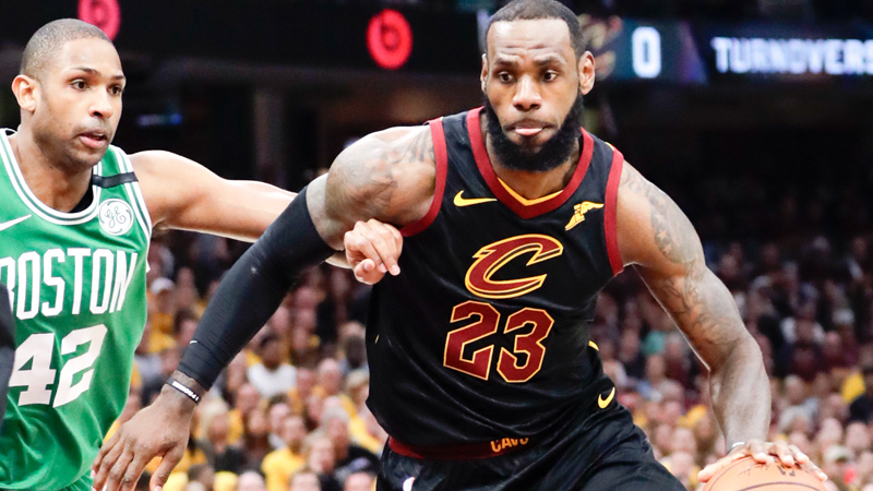 LeBron James scored 44 points, surpassed Kareem Abdul-Jabbar atop a postseason list and helped the Cleveland Cavaliers even the Eastern Conference finals at 2-2 on Monday night with a 111-102 victory over the Boston Celtics.
