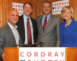 State Sen.Joe Schiavoni, Richard Cordray, U.S. Rep. Tim Ryan and Betty Sutton pose during the rally today in Vienna.