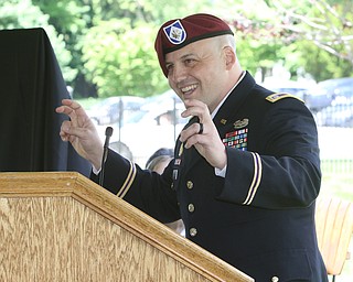 ROBERT K YOSAY  | THE VINDICATOR..LTC Gerald Nunziato Jr... talks about his uncle...dedication ceremony Wednesday in which the Youngstown State University Office of Veterans Affairs, 633 Wick Ave., was renamed the Carl A. Nunziato Veterans Resource Center....-30-
