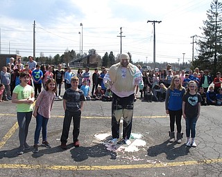 Neighbors | Zack Shively.Dobbins Elementary gave their students a number of awards during an assembly on April 13. After the assembly, the students watched as Alex Cook, Delaney Ankeles, Kennedy Henderson, McKenna Daley and Amanda Ray smiled technology teacher Nick Blanch. Pictured, the students stand by Blanch.