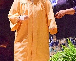 William D. Lewis  Liberty grad Victoria Ann Demarco makes her way across the stage to recieve her diploma during 5-24-18  commencement.