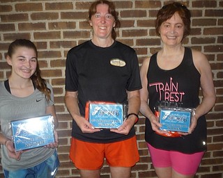 Neighbors | Submitted.The Austintown Lions 5K Run women’s top winners, from left, first place - Krista Borton, second place - Renay Choma and third place - Renee Bodden held up their plaques after the race.