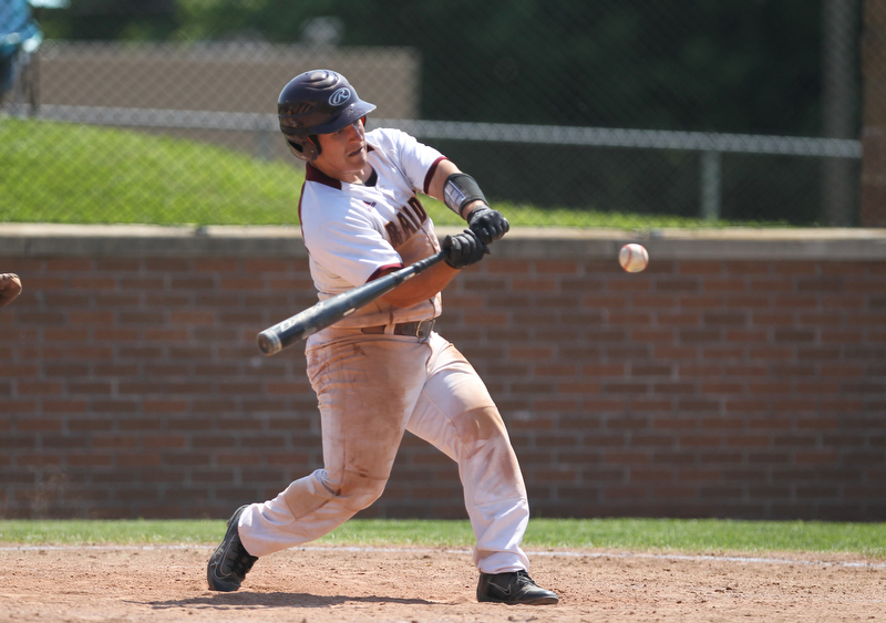 Ben Rivera of South Range hits the ball during Thursday afternoons matchup against Waynedale at Massilon High School.  Dustin Livesay  |  The Vindicator  5/24/18  Massilon