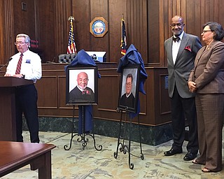 Former Judge Robert Milich, former Judge Robert A. Douglas Jr. and Judge Elizabeth Kobly presided over the ceremony today in the new municipal court. 