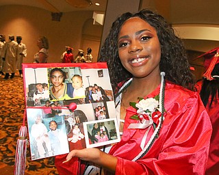 ROBERT K YOSAY  | THE VINDICATOR..Graduation memory as Mariah Poindexter  pasted memories of growing up on her mortar board..Friends and family cried out with joy Friday night as the 115 graduates in Chaney High SchoolÕs Class of 2018 entered Stambaugh Auditorium...-30-