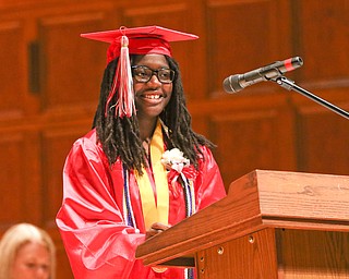 ROBERT K YOSAY  | THE VINDICATOR.. Jalalah Holcomb Valedictorian - gives her address..Friends and family cried out with joy Friday night as the 115 graduates in Chaney High SchoolÕs Class of 2018 entered Stambaugh Auditorium...-30-