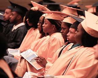 ROBERT K YOSAY  | THE VINDICATOR..Graduates listen to Krish Mohip ..East High School Graduation - class of 2018.. held at Stambaugh Auditorium.....-30-