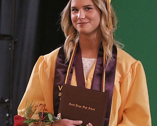 ROBERT K YOSAY  | THE VINDICATOR..South Range Class of 2018Õs , High School Principal Stephen P. Rohan described its 120 graduates a Òone of a kind class.Ó..Angel Fickes.. poses with her diploma before the start of the ceremonies...-30-