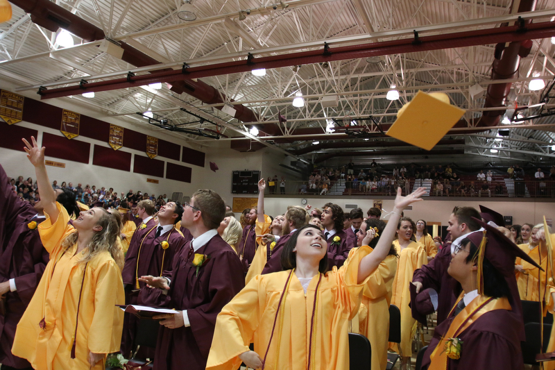 ROBERT K YOSAY  | THE VINDICATOR..South Range Class of 2018Õs , High School Principal Stephen P. Rohan described its 120 graduates a Òone of a kind class.Ó..The usual flip of the hats - ..-30-