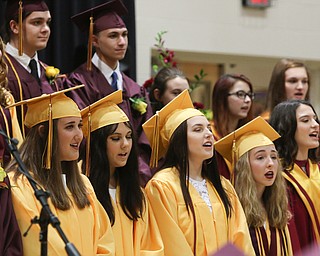 ROBERT K YOSAY  | THE VINDICATOR..South Range Class of 2018Õs , High School Principal Stephen P. Rohan described its 120 graduates a Òone of a kind class.Ó..Graduates sing with the choir one last time "Humble and Kind"..-30-