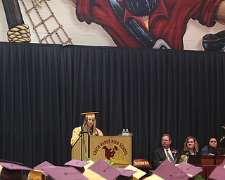 ROBERT K YOSAY  | THE VINDICATOR..South Range Class of 2018Õs , High School Principal Stephen P. Rohan described its 120 graduates a Òone of a kind class.Ó.Valedictorian Hannah Ferenchak gives her address...-30-