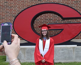 William D. Lewis The Vindicator  Girard grad Victoria Daquelente poses for a photo near the G out side Girard HS before 5-27-2018 commencement.
