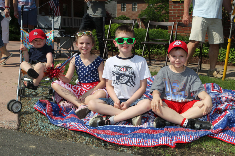 L-R) Finn Rousher (1), Madilynn Mikolich (7), Michael Mickley (6), and Galas Mikolich (6) all of Poland pose for a picture during the Memorial Day Parade in Poland on Monday morning. Dustin Livesay  |  The Vindicator  5/28/18 Poland