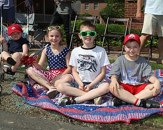 L-R) Finn Rousher (1), Madilynn Mikolich (7), Michael Mickley (6), and Galas Mikolich (6) all of Poland pose for a picture during the Memorial Day Parade in Poland on Monday morning. Dustin Livesay  |  The Vindicator  5/28/18 Poland