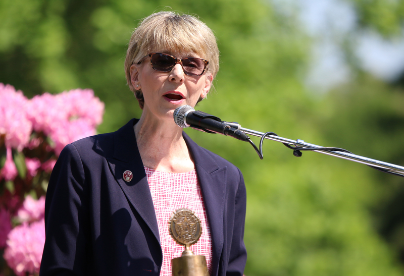 Ohio Supreme Court Justice Mary DeGenaro is the keynote speaker of Monday afternoons Memorial Day ceremony at the Riverside Cemetary in Poland. Dustin Livesay  |  The Vindicator  5/28/18 Poland