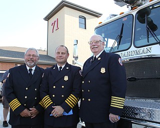 ROBERT K YOSAY  | THE VINDICATOR..Boardman newest firestation #71 on Market Street next to Stadium Drive ..Cheifs Row.. Jim Dorman Mark Pitzer and George Brown.-30-