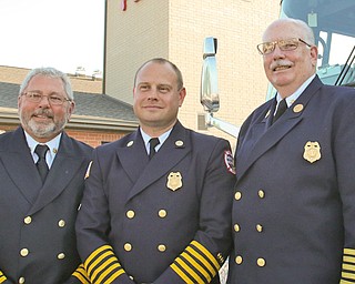 ROBERT K YOSAY  | THE VINDICATOR..Boardman newest firestation #71 on Market Street next to Stadium Drive ..Cheifs Row.. Jim Dorman Mark Pitzer and George Brown.-30-