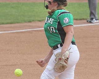 ROBERT K YOSAY  | THE VINDICATOR..West Branch Warriors - defeated Jonathan Alder Pioneers  - 5-4 where the lead changed hands several times ..#10 Kelsey Byers... pitcher for  West Branch.-30-