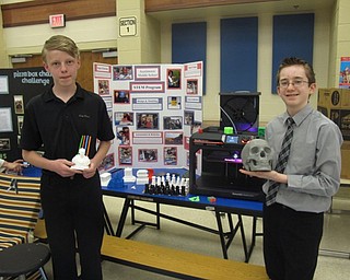 Neighbors | Zack Shively.The Austintown STEM students gave presentations on different projects they worked on in class throughout the year at Austintown's sixth annual STEM Showcase on May 8. Pictured are Morgan Maxim and Gavin Precurato with a presentation on the 3D printer.