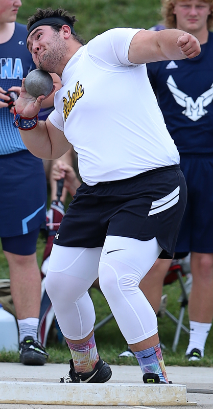 COLUMBUS, OHIO - June 1, 2018, OHSAA Track & Field Championships at Jesse Owens Stadium, Ohio State University-  D3 Columbiana Crestview's Dominic Perry throws 56-08 to win the state title.  SPECIAL TO | THE VIDICATOR