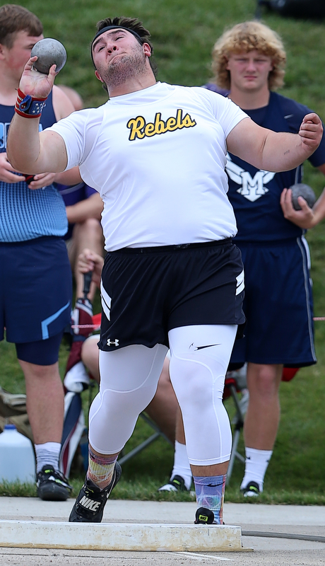 COLUMBUS, OHIO - June 1, 2018, OHSAA Track & Field Championships at Jesse Owens Stadium, Ohio State University-  D3 Columbiana Crestview's Dominic Perry throws 56-08 to win the state title.  SPECIAL TO | THE VIDICATOR