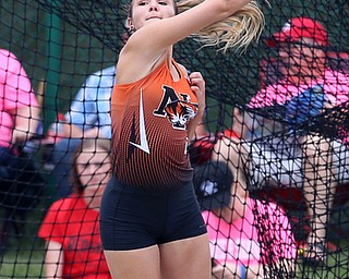COLUMBUS, OHIO - JUne 1, 2018, OHSAA Track & Field Championships at Jesse Owens Stadium, Ohio State University-  D3 Newton Falls' Izzy Kline throws 130-01 to take 4th in the discus. SPECIAL TO | THE VINDICATOR