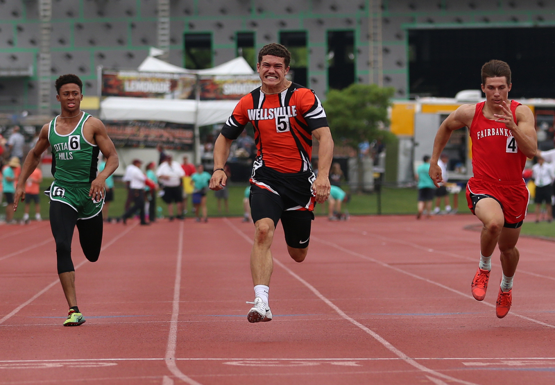 COLUMBUS, OHIO - June 1, 2018, OHSAA Track & Field Championships at Jesse Owens Stadium, Ohio State University-  D3 Wellville's Justin Wright runs 10.79 to qualifiy for 100m final. SPECIAL TO | THE VIDICATOR