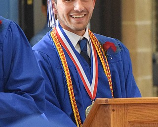 William D. Lewis The Vindicator  Poland valedictorian Conner Wilson speaks during commencement 6-2-18.