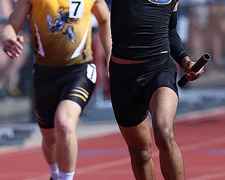 COLUMBUS, OHIO - June 2, 2018, OHSAA Track & Field Championships at Jesse Owens Stadium, Ohio State University-  D3 4x200 Youngstown Valley Christian School Terrance White reacts after winning the state title.  SPECIAL TO | VINDICATOR