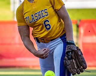 DIANNA OATRIDGE | THE VINDICATORÊ Champion pitcher Allison Smith delivers against Cardington-Lincoln during the Division III State Championship in Akron on Saturday