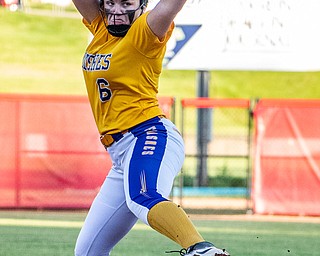 DIANNA OATRIDGE | THE VINDICATORÊ Champion's Allison Smith fires a pitch during the Division III State Championship in Akron on Saturday..