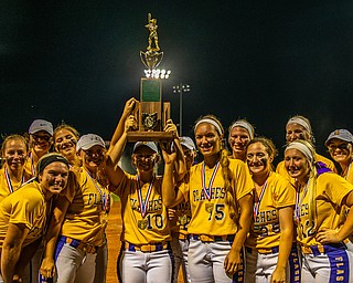 DIANNA OATRIDGE | THE VINDICATORÊ The Champion softball team celebrates after being awarded the Division III State Championship in Akron on Saturday. They defeated Cardington-Lincoln 9-4.