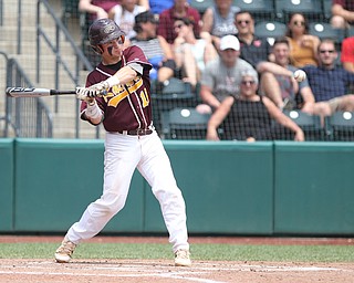 Jared Bajerski (18) of South Range swings for a hit during Saturday afternoons State Championship matchup at huntington Park in Columbus. Dustin Livesay  |  The Vindicator  6/2/18  Columbus