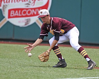 Jaxon Anderson (23) of South Range fields a ball in right field during Saturday afternoons State Championship matchup at huntington Park in Columbus. Dustin Livesay  |  The Vindicator  6/2/18  Columbus