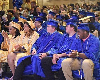 William D. Lewis The Vindicator Valley Christian grads react during 6-3-18 commencement at HighwayTabernacle.